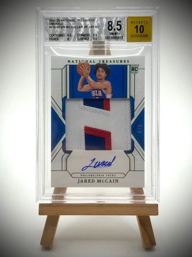 2024-25 National Treasures Emerald  RC Rookie Patch Auto 4/5 Jared Mccain BGS8.5