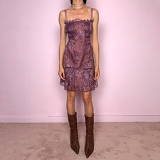 Mini Vestido Vintage Encaje Púrpura Filosofía