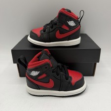 Air Jordan 1 Mid Shoes Toddler Sz 3 C Summit Black/Red Sneakers DQ8425-067