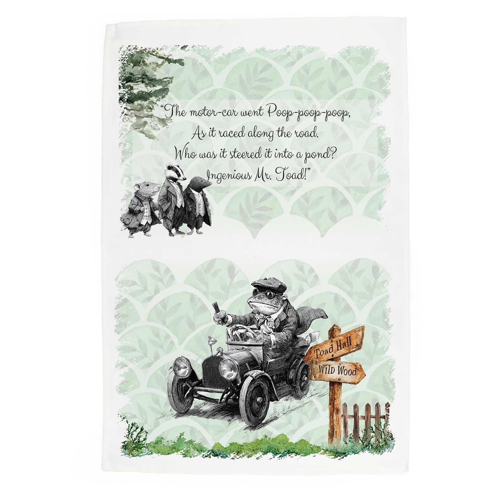 Wind In The Willows Mr. Toad's Car Tea Towel - Cotton Kitchen Dish Cloth Gift