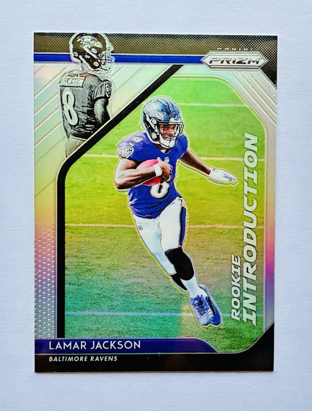 2018 Panini Prizm Football Lamar Jackson #RI-12 RC Rookie Introduction Silver