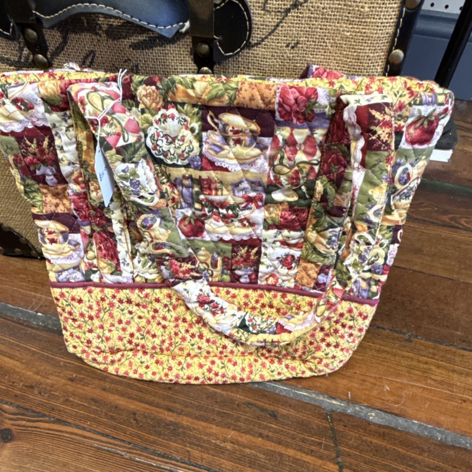 Patchwork Floral Tote Bag Lightweight Shoulder St… - image 1