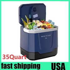 33L 35Quart Portable Electric Cooler Warmer 12V/110V Dual-Power Car Refrigerator