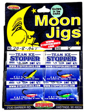K &E Glow in the Dark Moon Jig Size 8 Chartreuse Pink Orange and Green SET OF 4