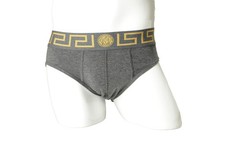 Versace Men's Gray/Gold Border Low Rise Slip Underwear Versace Sz 3 US XS IT 46