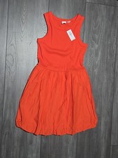 NWT - GAP Kids Girls Mixed Media Bubble Dress - Neon Hot Lava - Size XL 12 