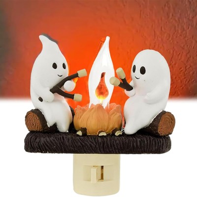 Faux Campfire Night Light Plastic Ghost Campfire Flickering Plug in Night Light