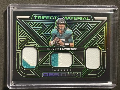 2022 OBSIDIAN TREVOR LAWRENCE RC TRIFECTA MATERIAL GREEN /50 #TFM-TLR JAGUARS
