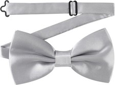 Classic Silver Bow Tie with Adjustable Fit - Effortless Style for Celebrations