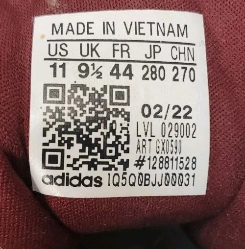 Adidas Sneakers Men's Sneakers Burgundy With Gold Trim Edgelux  Size 11 - Image 4 of 4