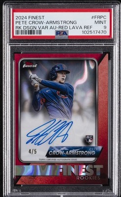 TOPPS FINEST FINEST ROOKIE DESIGN VARIATION AUTOS PETE CROW-ARMSTRONG 4/5 PSA 9
