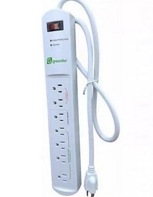 Greenlite 7 Outlet Surge Protecting Energy Saving Smart Power Bar, White