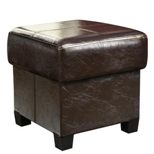 Storage Ottoman Cube Folding Footstool PU Leather Bench with Legs, Ottoman wi...