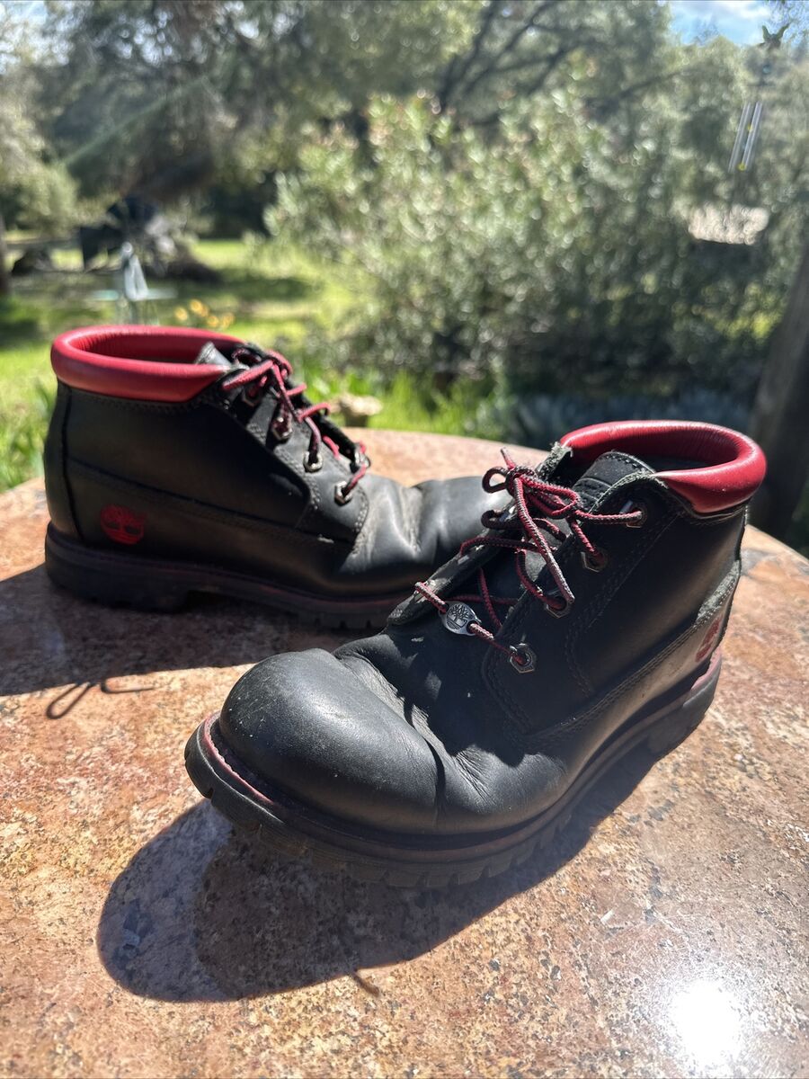 Timberland Boots Womens 9 1/2 M Black n Red Leather Tall Timberland Boots Womens 9 1/2 M Black n Red Leather Tall
