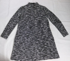 Gap Medium Women Shift Dress Midi Cozy Winter Heather Black Knit Long Sleeves