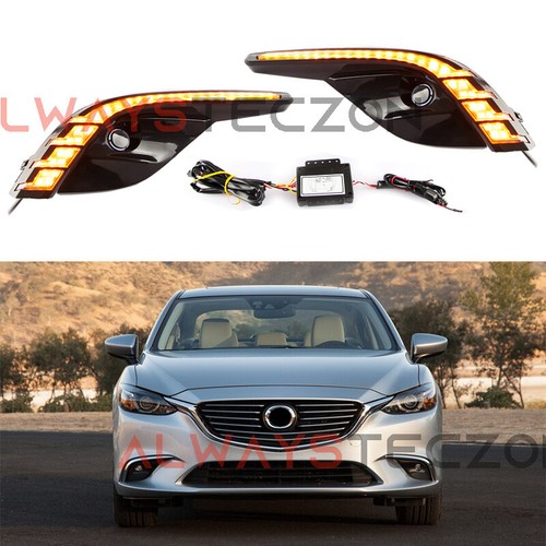 LED DRL Daytime Running Fog Light With Turn Signal For Mazda 6 Atenza 2016 2017