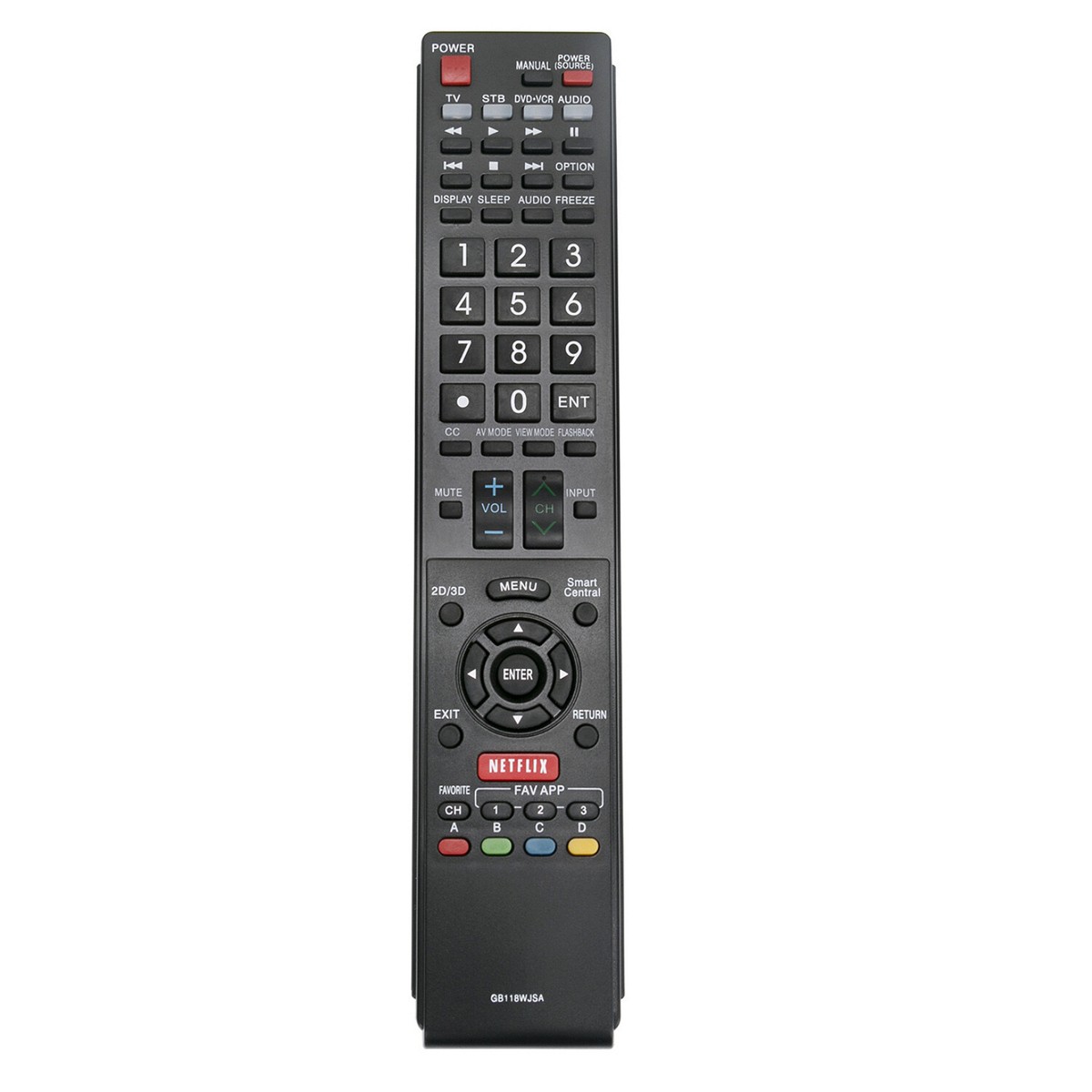 New GB118WJSA Remote Control For SHARP AQUOS TVs - LC60SQ17, LC60TQ15U & More