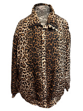 Vintage 90s Fuda International Bomber Jacket Silk Long Sleeve Leopard Retro 1X