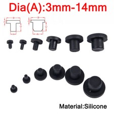 Round Solid Silicone Rubber Seal Hole Plugs Blanking End Caps Seal 3-14mm Black