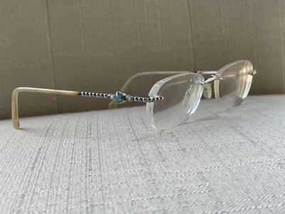 Laura Ashley Women Eyeglasses Frame Rim less Glasses Pearl Blue Jodie 50[]17 135