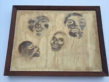 ROSS MOFFETT PAINTING ABSTRACT FACES MODERNISM EXPRESSIONISM FAMOUS LISTED RARE