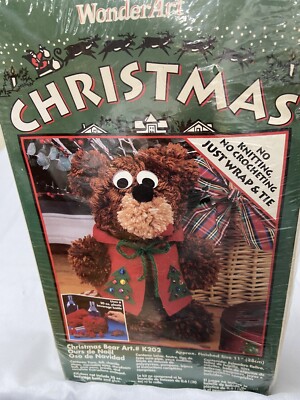 VTG 1994 Wonder Art Christmas Teddy Bear Art K202 Yarn Craft Easy Kid Holiday