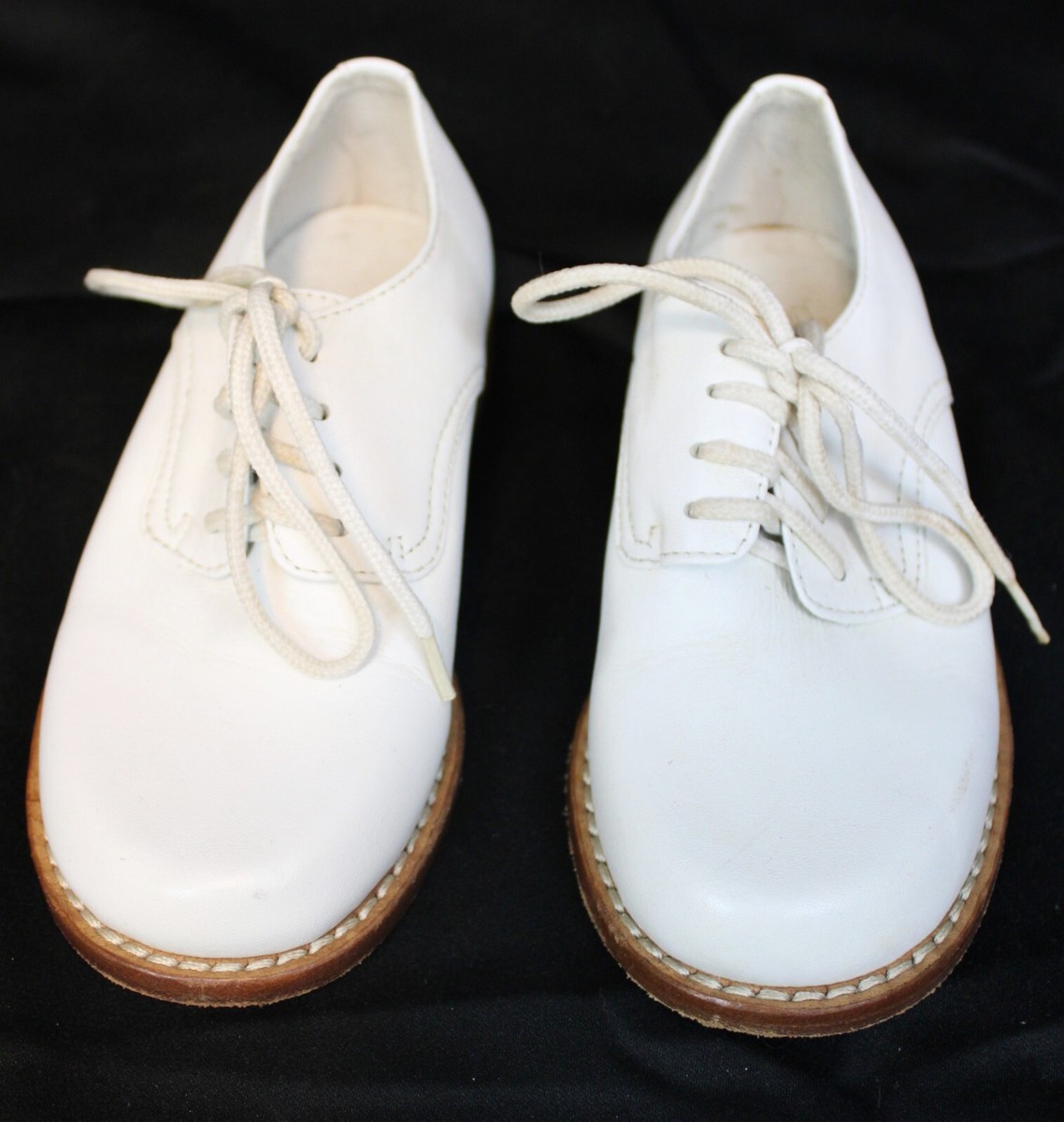Strasburg Classic Parker Leather Dress Saddle Shoes sz 10 Unisex Kids White - Main Image