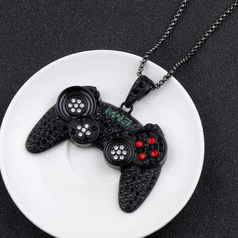 Iced Joypad Pendant Game Controller Necklace 60cm 24inch Chain Bling