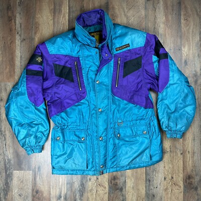 Descente Colorblock Teal Blue Vintage 80s 90s Ski Snowboard Jacket Mens Size M