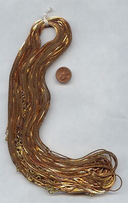 36 PIECES VINTAGE SOLID BRASS 1mm. WIDE COBRA CHAIN 24'' NECKLACES CH105