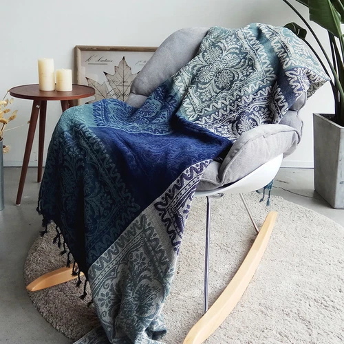86 x 102" Vintage Bohemian Tapestry Sofa Throw Blanket Anti-slip Rugs Rural Sale - Picture 22 of 36