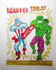 Daniel Johnston Signed *Marvel Team Up* Captain America Hulk 8.5x11 Art Print
