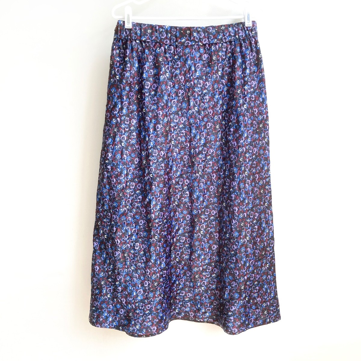 GANNI Crinkled Satin Midi Skirt sz US 10-12 EU 42 Floral GANNI Crinkled Satin Midi Skirt sz US 10-12 EU 42 Floral