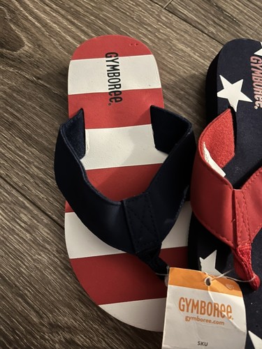 NWT Gymboree Boys Red White And Blue Flip Flops Size 11/12 - Picture 3 of 4