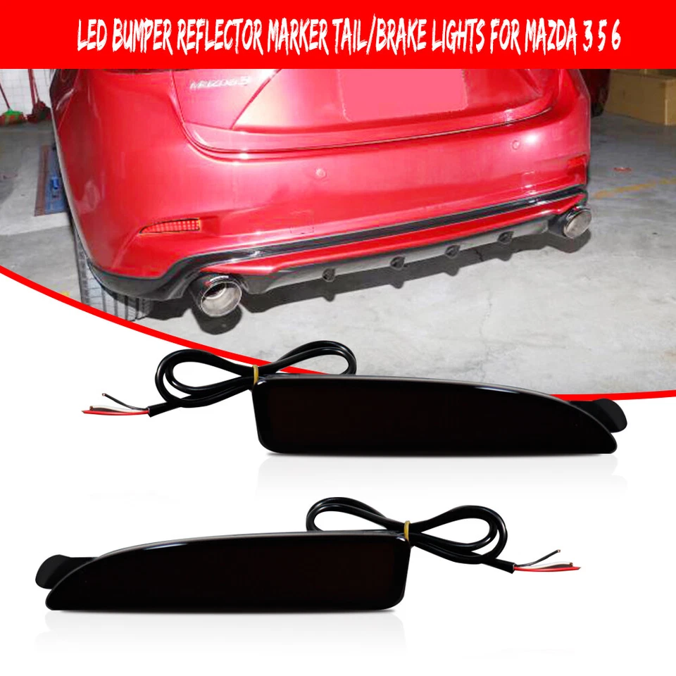 2 luces de señal de freno trasero reflector parachoques trasero LED ahumado para Mazda 3 5 6 Foto 3 de 4
