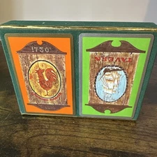 VINTAGE Double Deck Congress Playing Cards ROOSTER TAVERN Cel-U. Tone Finish USA