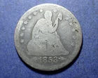 1853 Arrows & Rays Liberty Seated Quarter  AG details