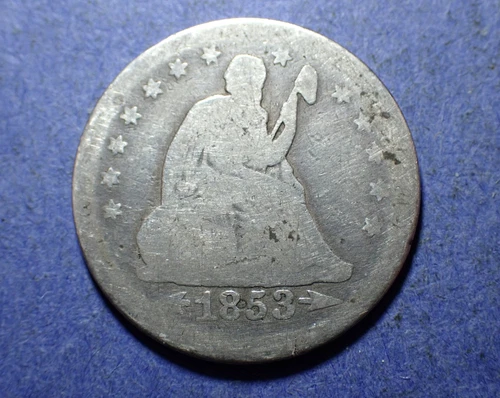 1853 Arrows & Rays Liberty Seated Quarter  AG details