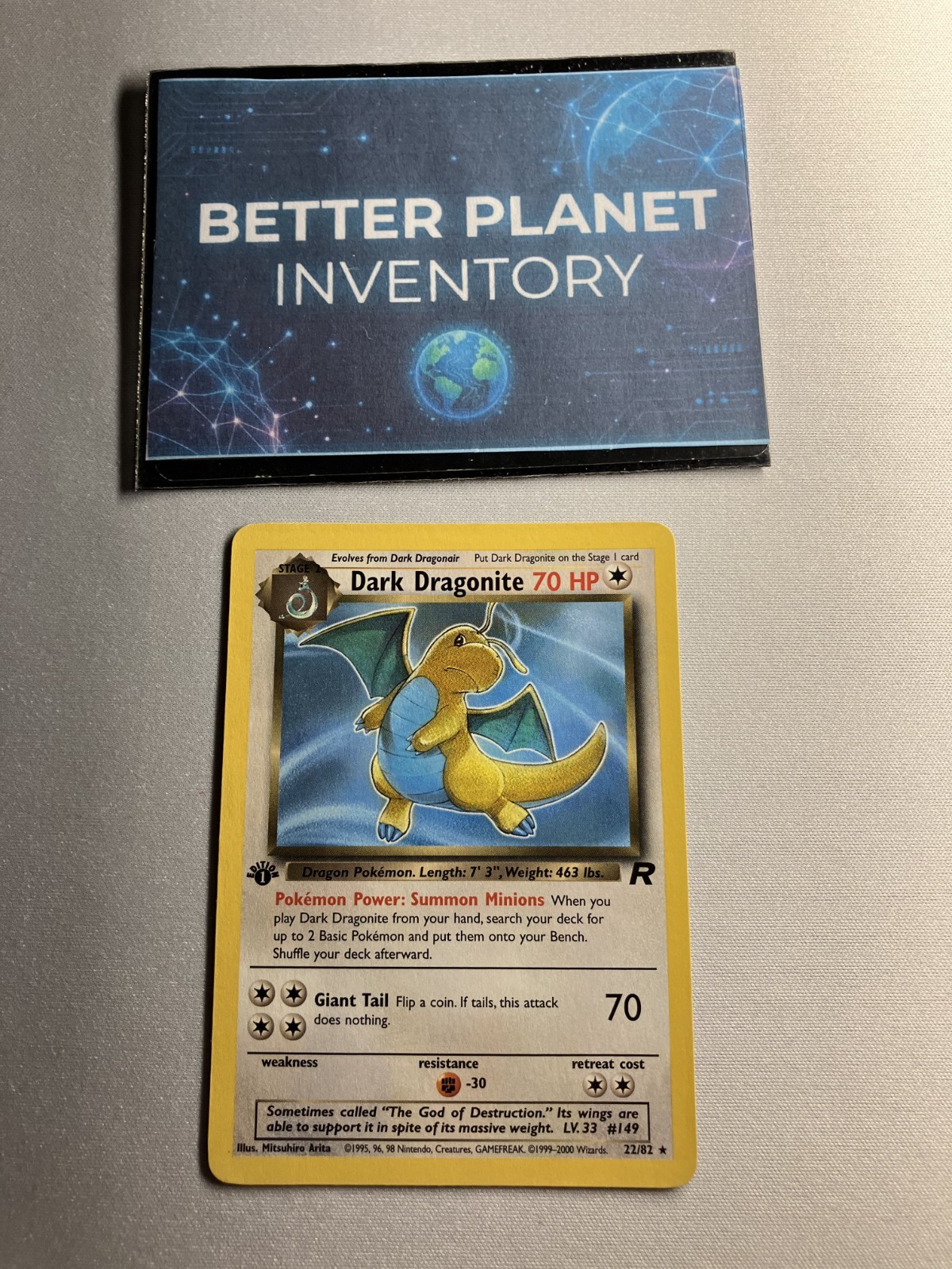 Pokémon Dark Dragonite TCG 1st Edition Non-Holo Card 22/82 NM