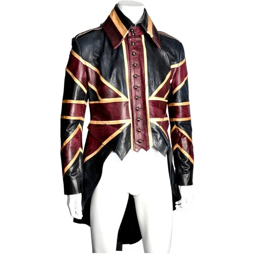 British Icon Union Jack Leather Tailcoat Jacket Handmade London Style Mens Coat - product listing photo
