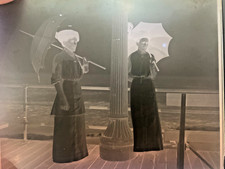 Antique 1910 era Glass photo Negative, Ladies on Boardwalk Asbury Park, NJ