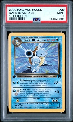 2000 POKEMON ROCKET 1ST ED #20 DARK BLASTOISE PSA 9