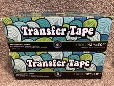 2 Vinyl Transfer Tape Roll/ Squeegee 12" x 50' Clear Alignment Grid Residue-Free