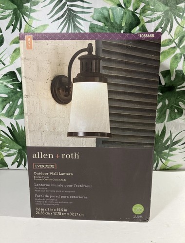 allen + roth 15.5-in Outdoor LED Wall Light Frosted Crackle Glass Shade ...