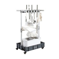 Janitorial Carts on Wheels Cleaning Organizer w/ Broom Mop Holder