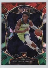 2020 Select Concourse Red White Green Cracked Ice Prizm Anthony Edwards #61 0we5