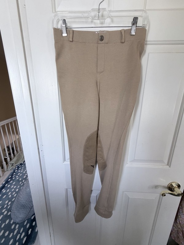 TuffRider Youth Riding Breeches Knee Patch Pants Beige Size 16
