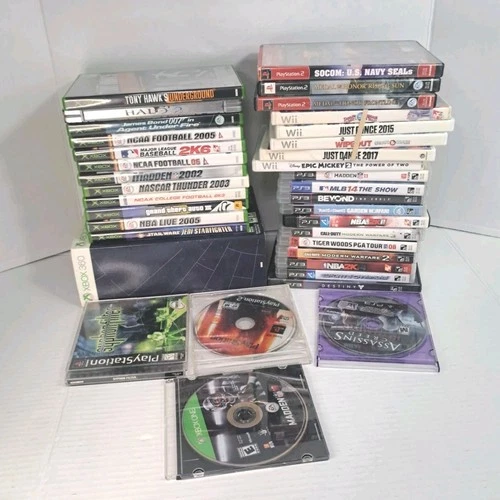 Video Game Lot Xbox PS1 PS2 PS3 PS4 Wii Mixed Untested Discs COD Halo GTA Madden