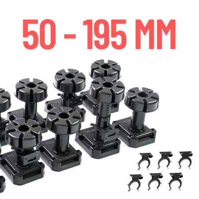 Küchenfüße Verstellbare 500kg Stellfuß 50–195mm Kunststoff Sockelfuß mit Clips - Bild 1 von 4