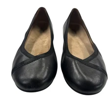 Vionic Carol Black Leather Ballet Flats 8 Arch Support Comfort Quiet Luxury